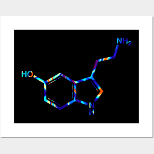 Psychedelic Serotonin Molecule Posters and Art